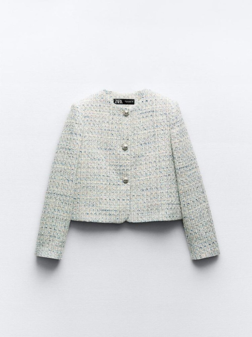 ZARA Short Textured Jacket S | Gray / Blue $ 89.90 Ref 2225/546 zara